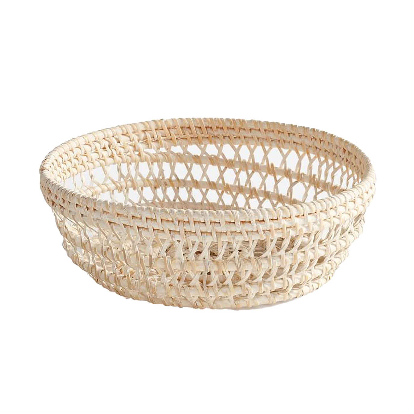 Pottery Barn Miramar Woven Round Bowl White Wash